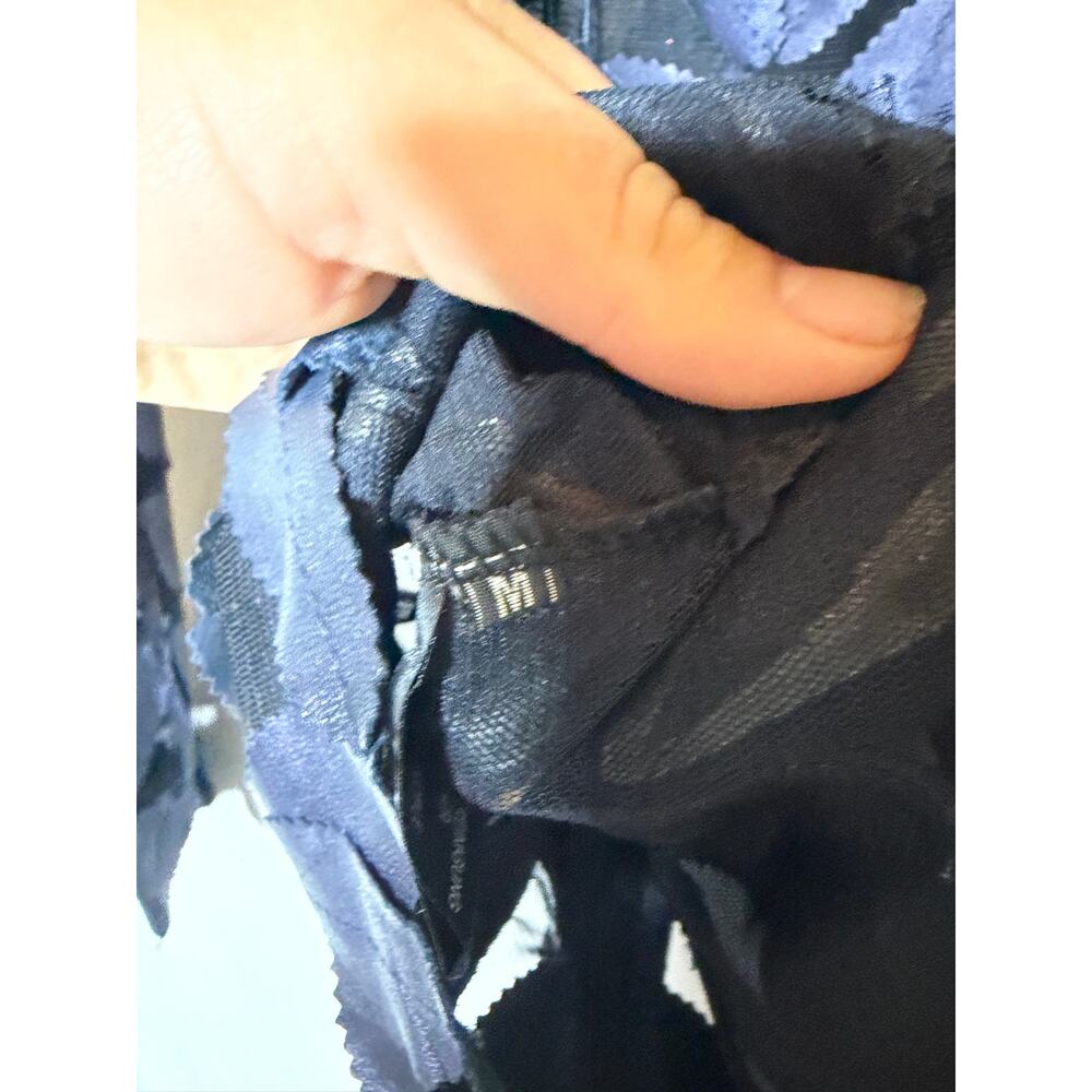 By Belgin Francis Navy blue Leather Leaf Jacket sz M - Picture 7 of 9